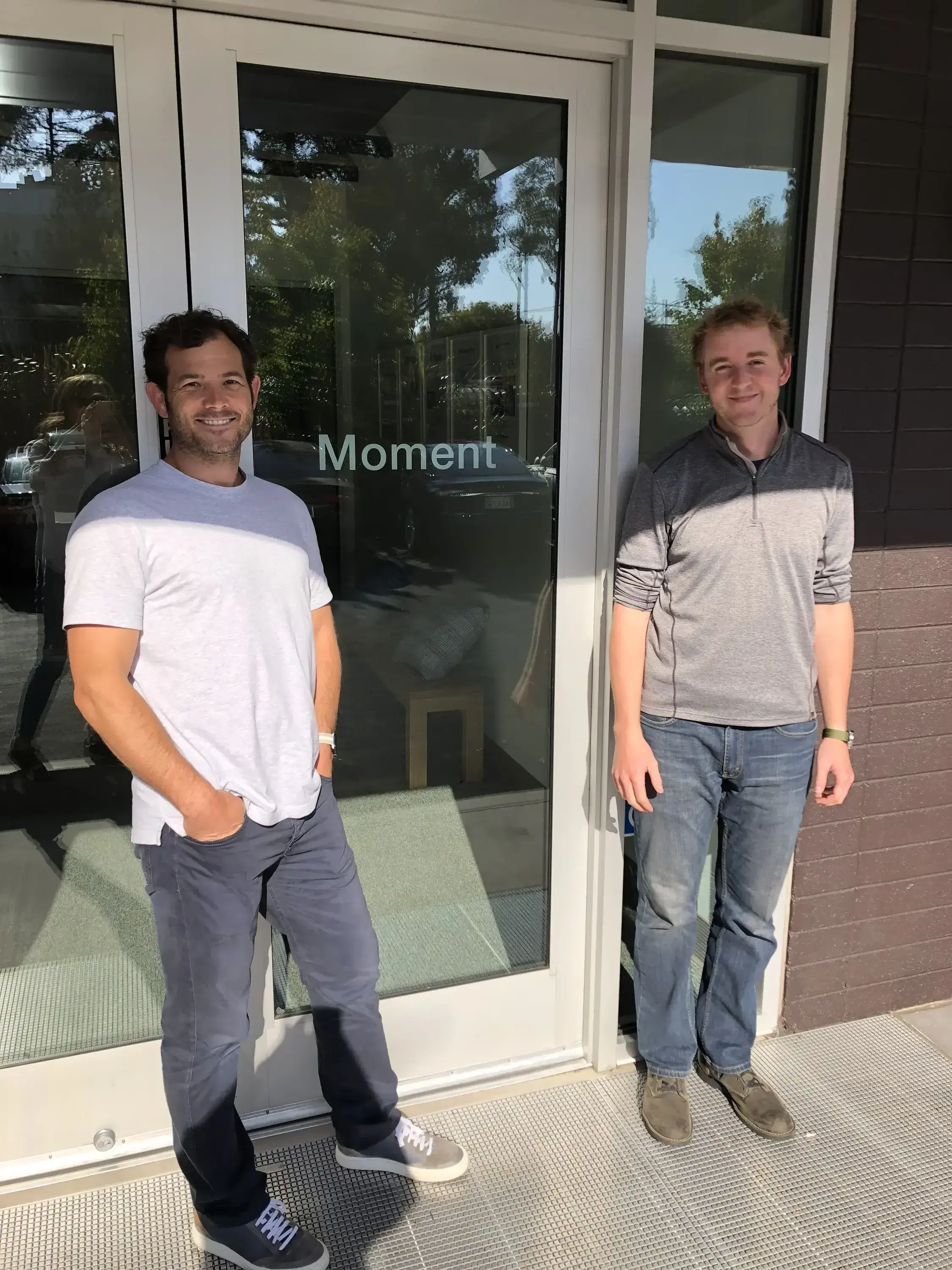 Photo of Tim and I outside of the brand new Moment office